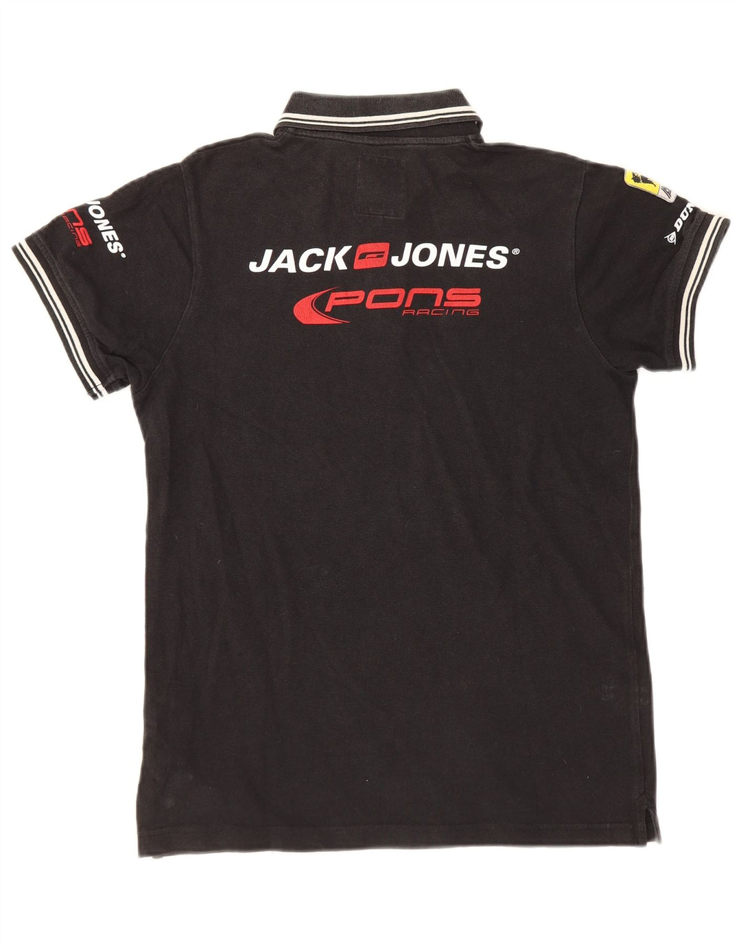 Jack & Jones Polo gráfico para hombre de algodón negro pequeño