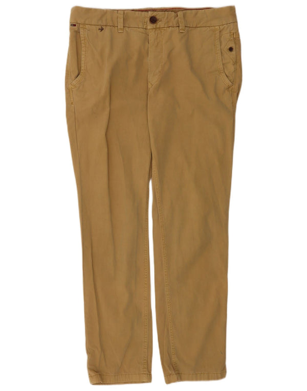 Tommy Hilfiger Pantalones chinos rectos para hombre W32 L30 Algodón beige
