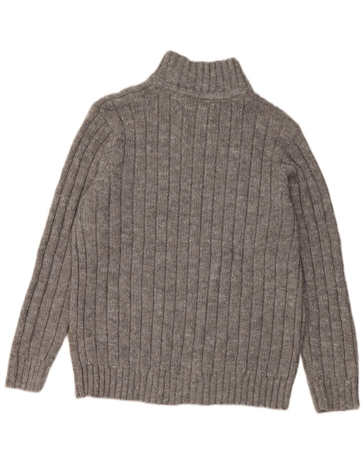 Marks & Spencer Jersey con cuello y cremallera para hombre, acrílico moteado gris grande