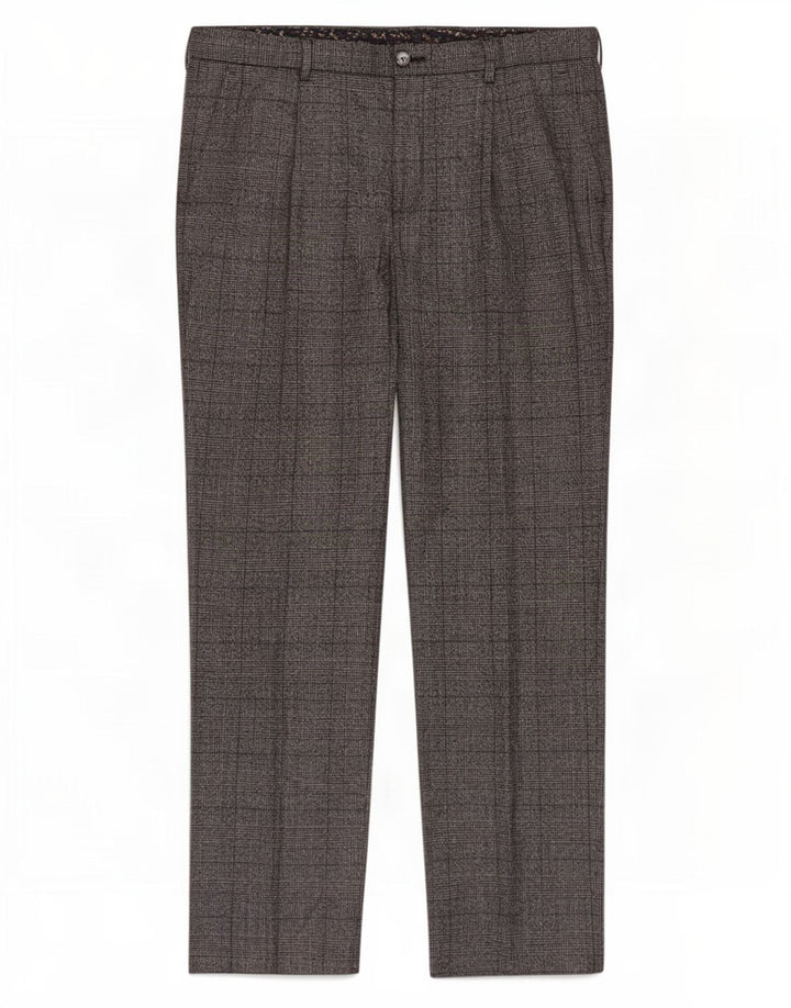 Marks & Spencer Pantalón de traje regular para hombre W36 L33 Poliéster a cuadros gris