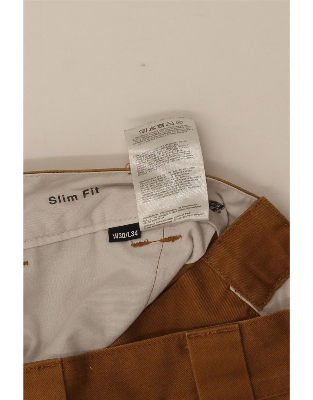 Dickies Pantalón chino slim fit para hombre W32 L32 Poliéster marrón