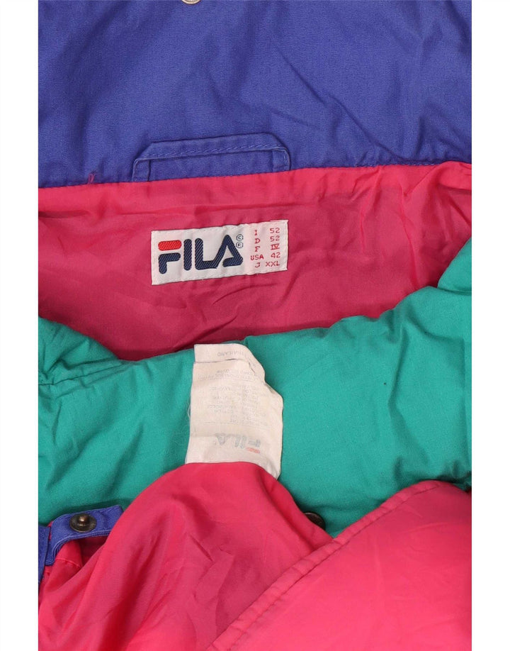 Fila Chaqueta cortavientos con capucha para hombre IT 52 2XL Azul Colorblock Poliéster