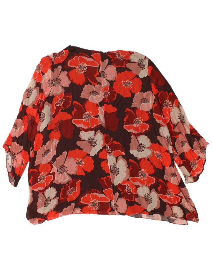 ELENA MIRO Blusa de manga 3/4 para mujer UK 46 Viscosa floral roja grande