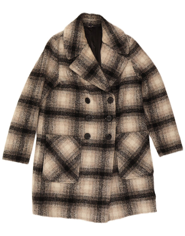 Marks & Spencer Abrigo cruzado para mujer UK 44 Large Beige Check