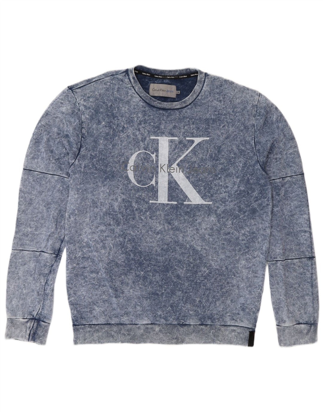 Calvin Klein Jeans Hombre Sudadera Gráfica Jumper Algodón Azul Medio