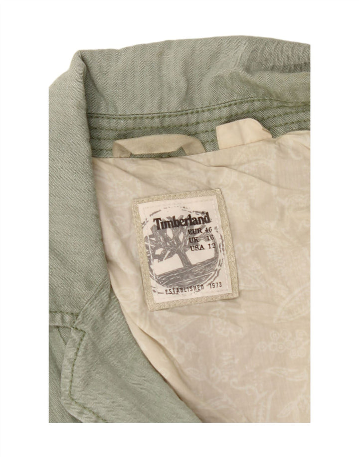 TIMBERLAND Womens 2 Button Blazer Jacket UK 16 Large Green Herringbone Vintage Timberland and Second-Hand Timberland from Messina Hembry 