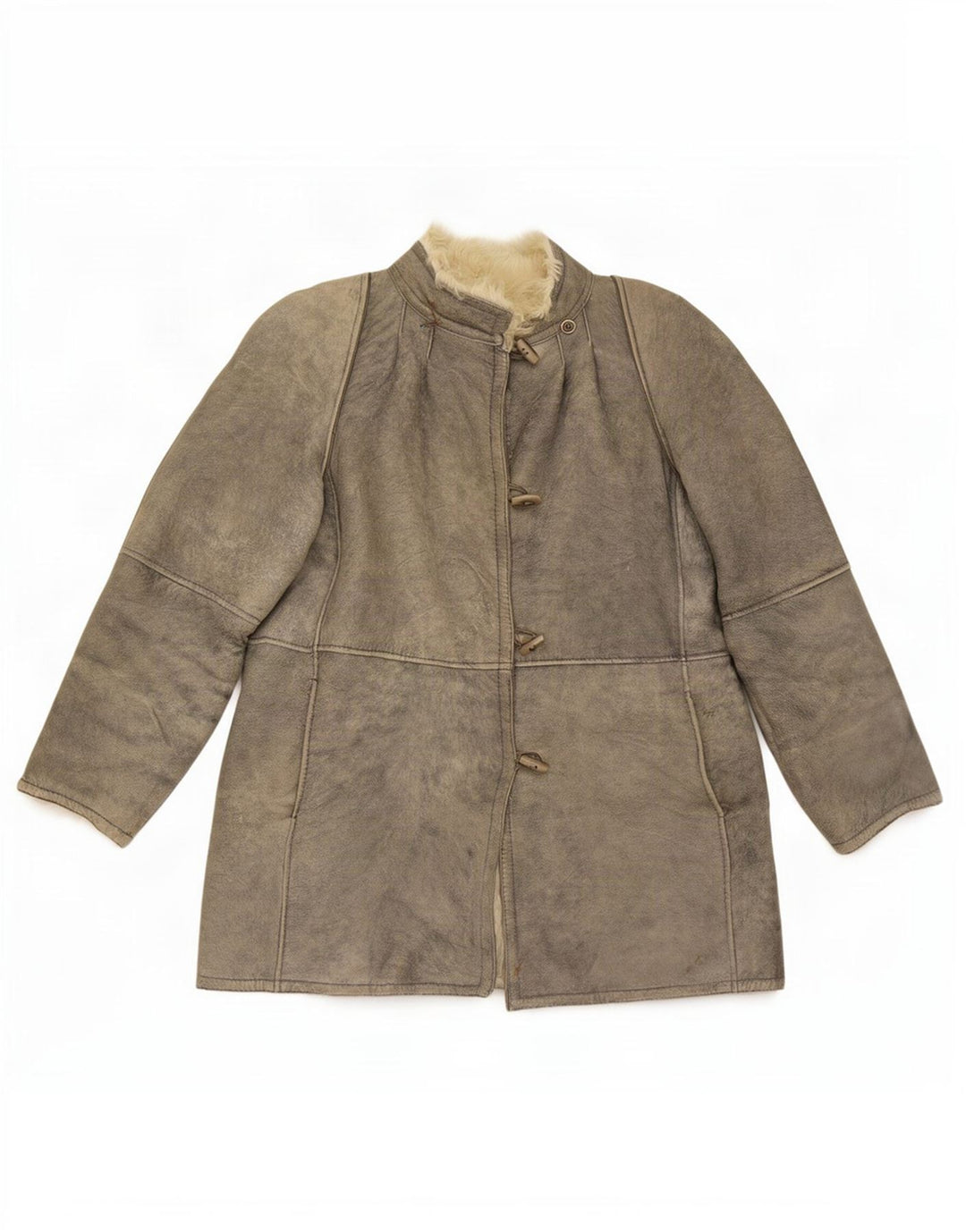 Vintage mujer shearling chaqueta IT 46 gris grande