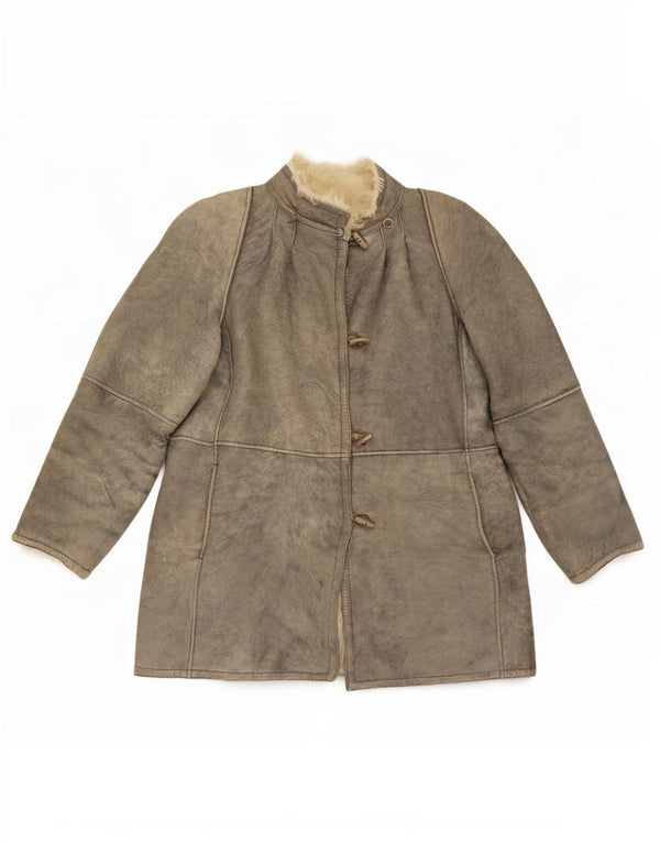 Vintage mujer shearling chaqueta IT 46 gris grande