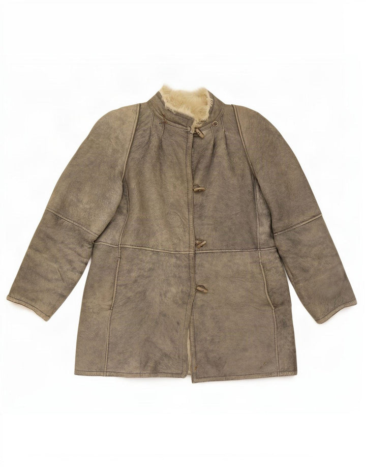 Vintage mujer shearling chaqueta IT 46 gris grande