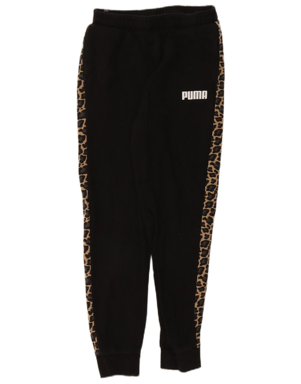 Puma Mujer Gráfico Chándal Pantalones Joggers UK 6 XS Negro Animal Print