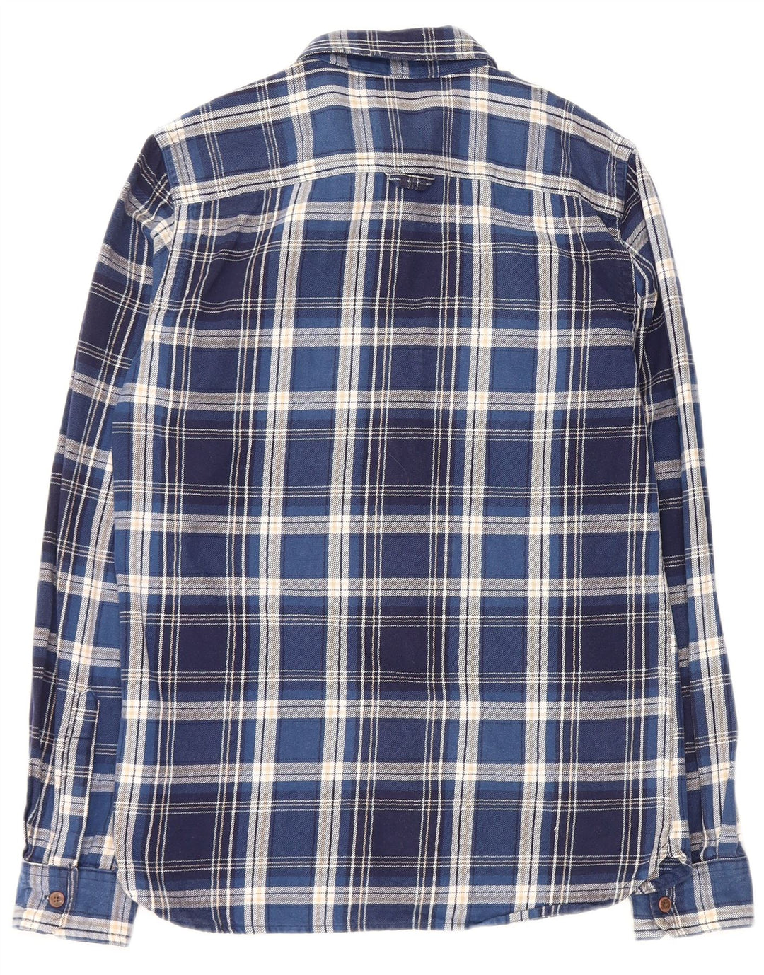SUPERDRY Hombre Camisa De Franela De Algodón A Cuadros Azul Pequeño