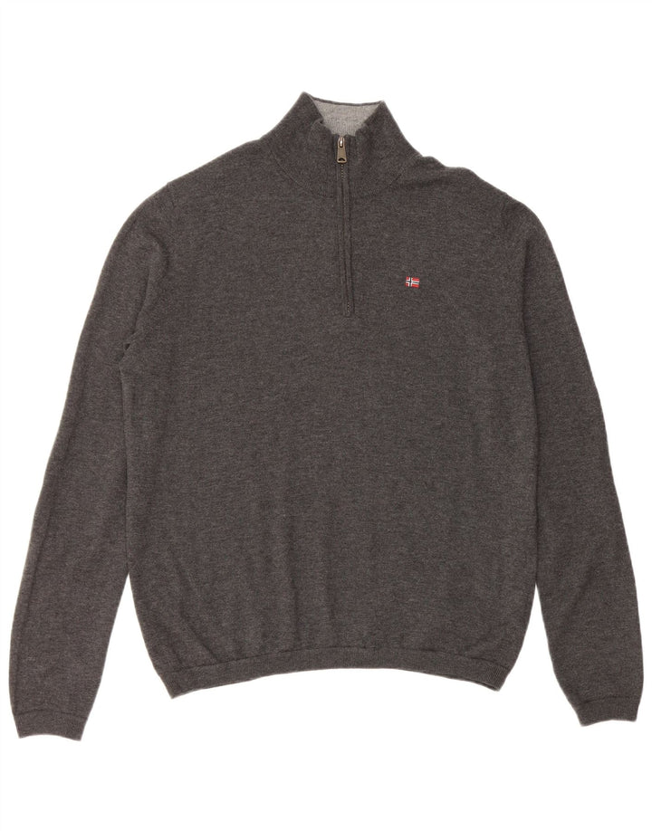 NAPAPIJRI Suéter tipo jersey con cuello y cremallera Geographic para hombre Lana merino gris medio