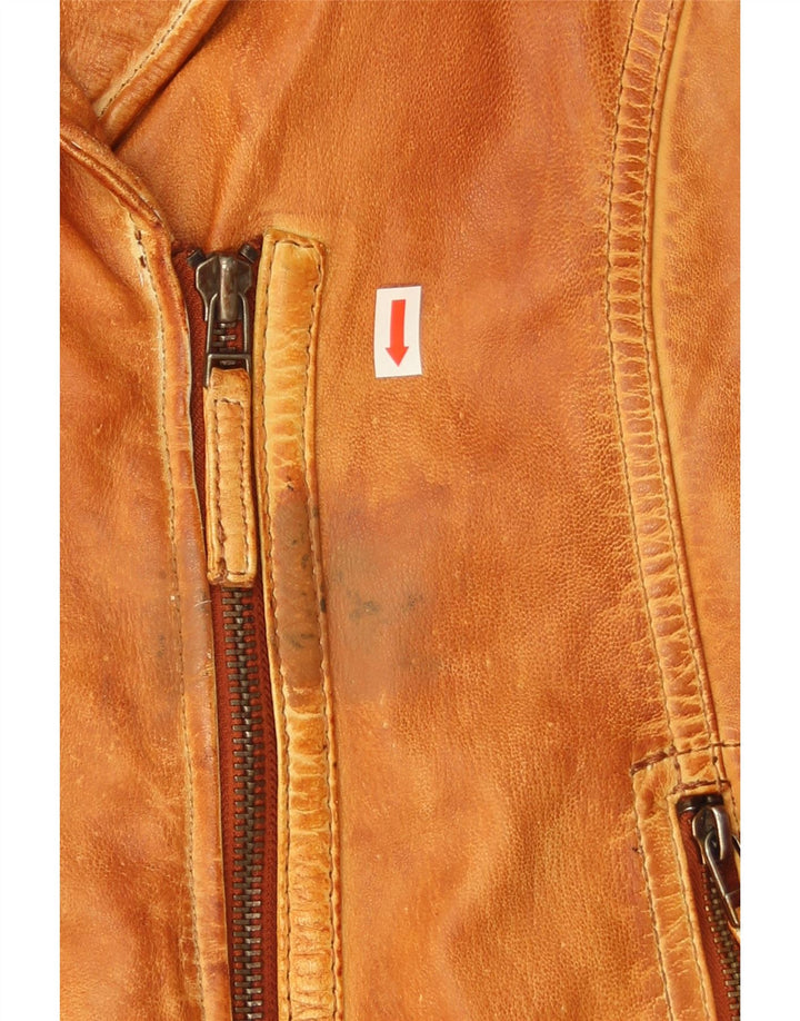 Gipsy Chaqueta motera de cuero para mujer UK 44 Cuero marrón medio