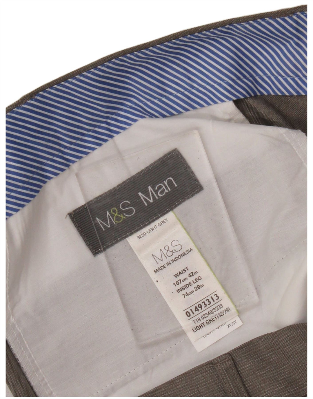 MARKS & SPENCER Mens Straight Suit Trousers W42 L26 Grey Polyester