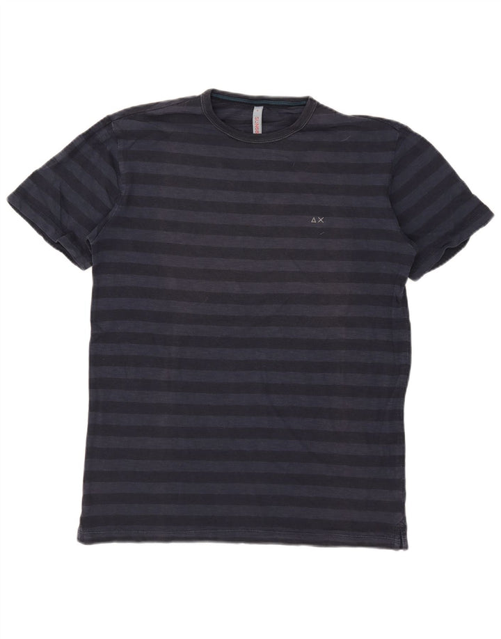 SUN68 Camiseta para hombre Top Medium Azul marino Rayas Algodón