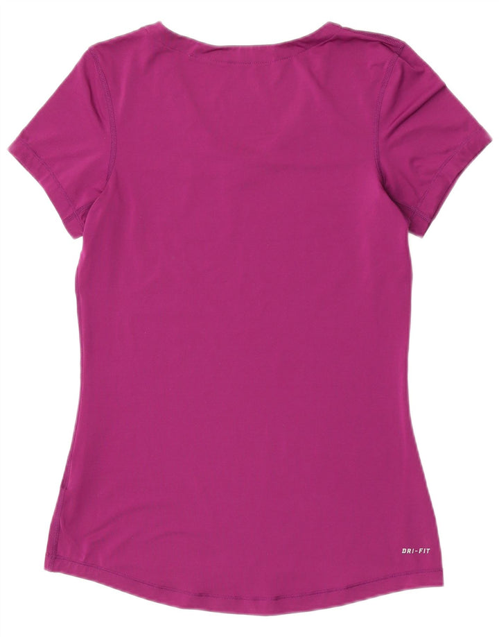 Nike Mujer Dri Fit Camiseta Top UK 12 Medio Púrpura Poliéster