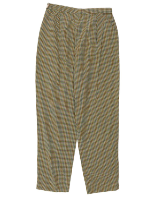 Vintage mujer pantalones recortados IT 40 Pequeño W26 L24 Verde Gingham