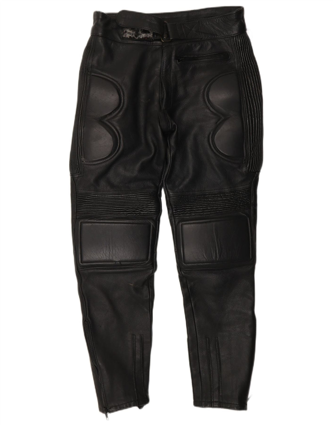 VINTAGE Pantalones de cuero biker para hombre W32 L23 Negro