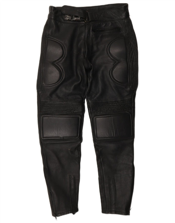 VINTAGE Pantalones de cuero biker para hombre W32 L23 Negro