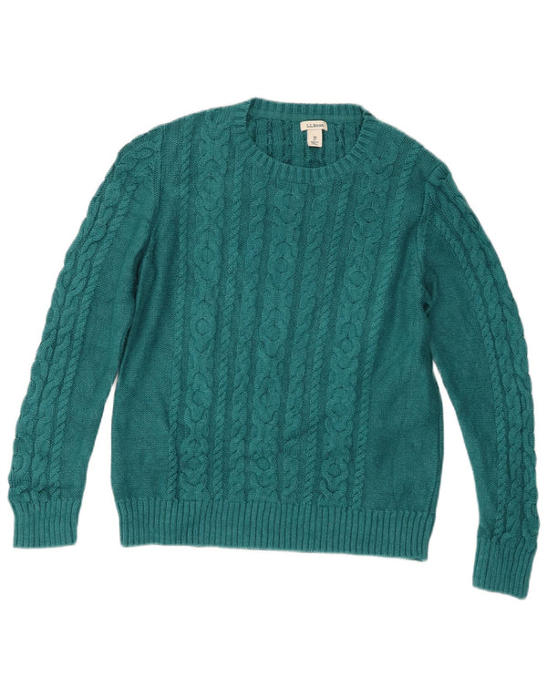 L.L.Bean Suéter con Cuello Barco para Mujer UK 40 Algodón Turquesa Medio