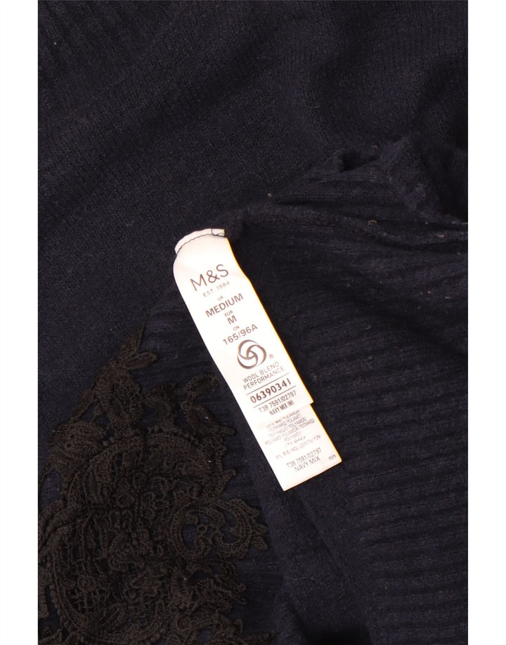 Marks & Spencer Jersey con cuello alto para mujer, talla 44, talla mediana, azul marino