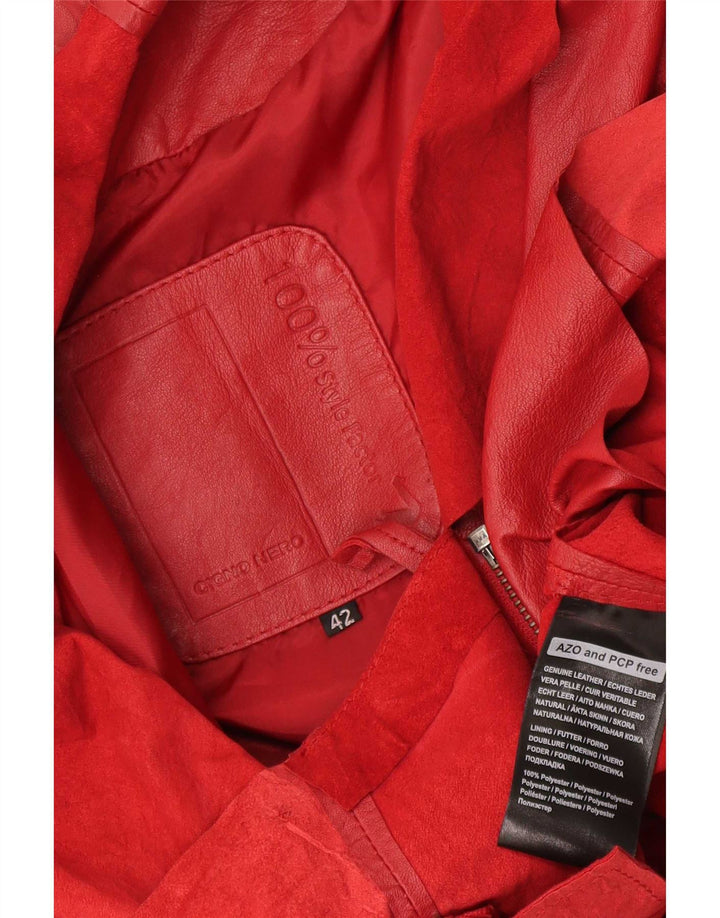 Cigno Nero Chaqueta Blazer de Cuero para Mujer IT 42 Rojo Medio