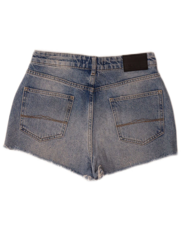 Jack Wills Pantalones cortos de mezclilla de cintura alta Salcombe para mujer UK 8 Small W28 Azul
