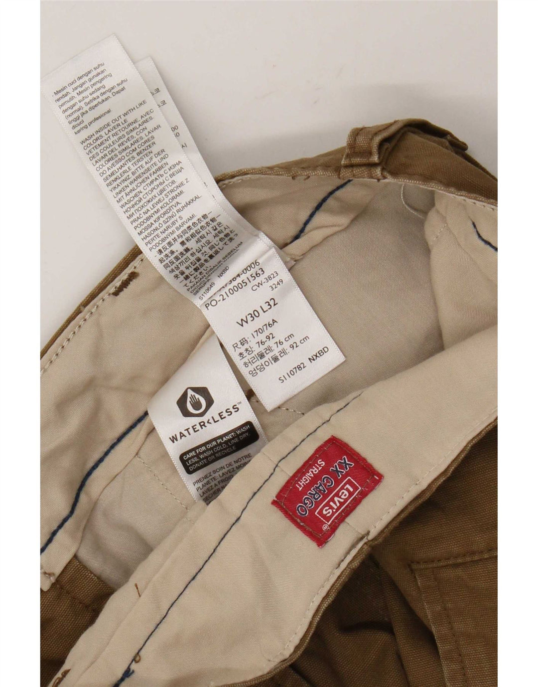 Levi's Pantalón Cargo Recto Para Hombre W30 L32 Algodón Caqui