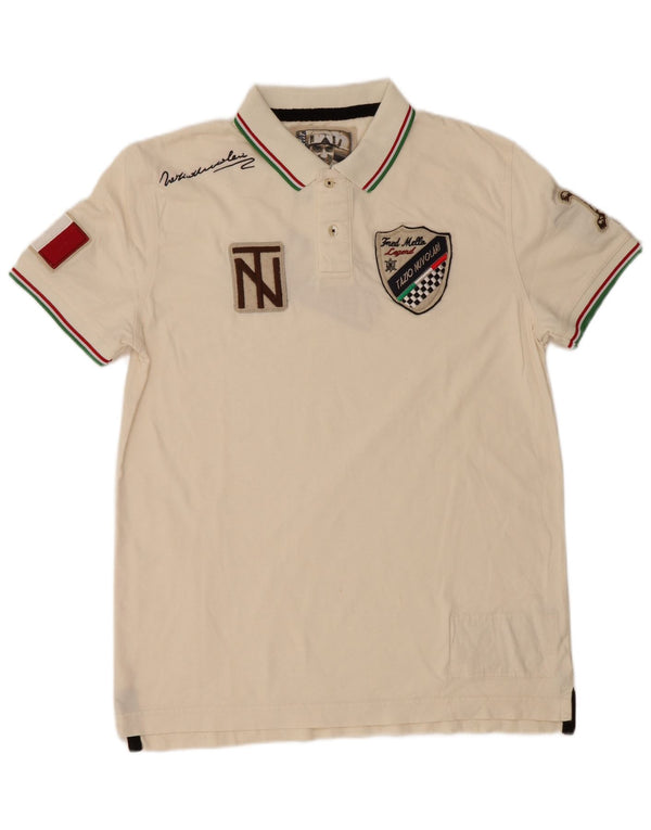 Fred Mello Polo Gráfico Para Hombre Algodón Blanco Roto Mediano