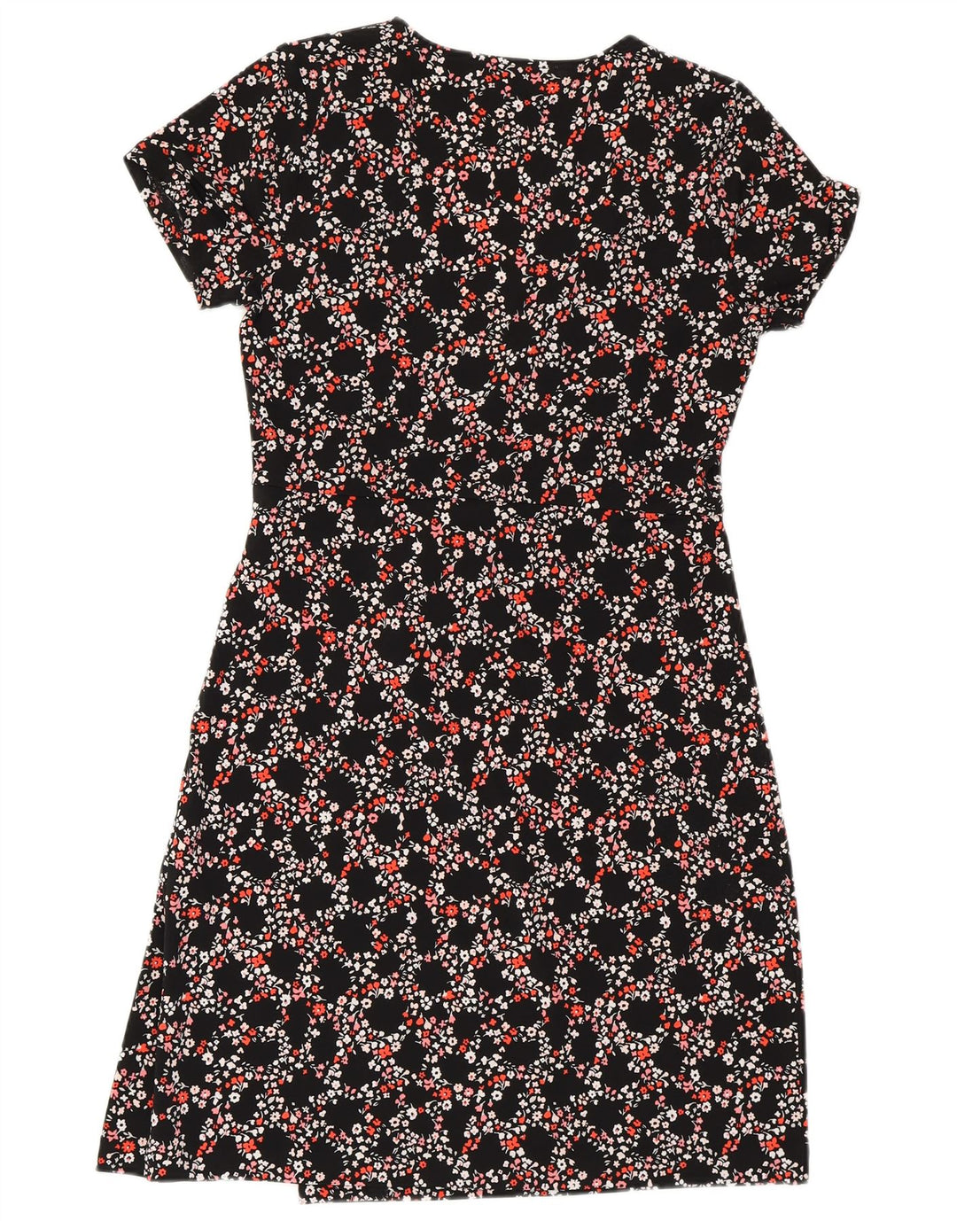 MICHAEL KORS Vestido cruzado para mujer UK 10 Pequeño Poliéster floral negro
