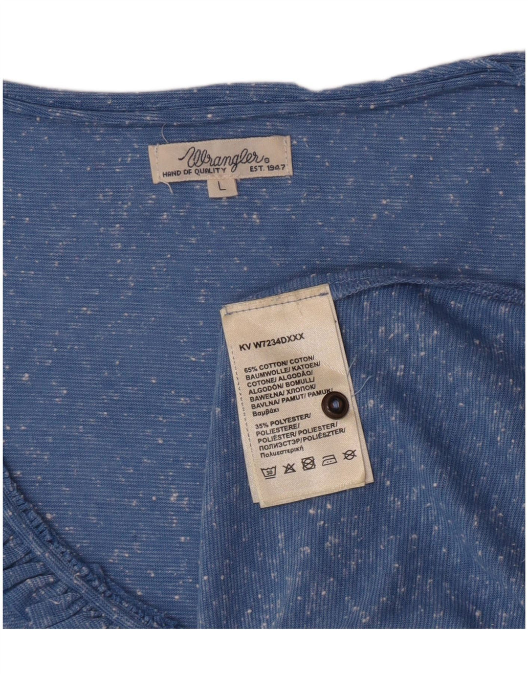 Wrangler Blusa para mujer Top UK 44 Algodón moteado azul grande