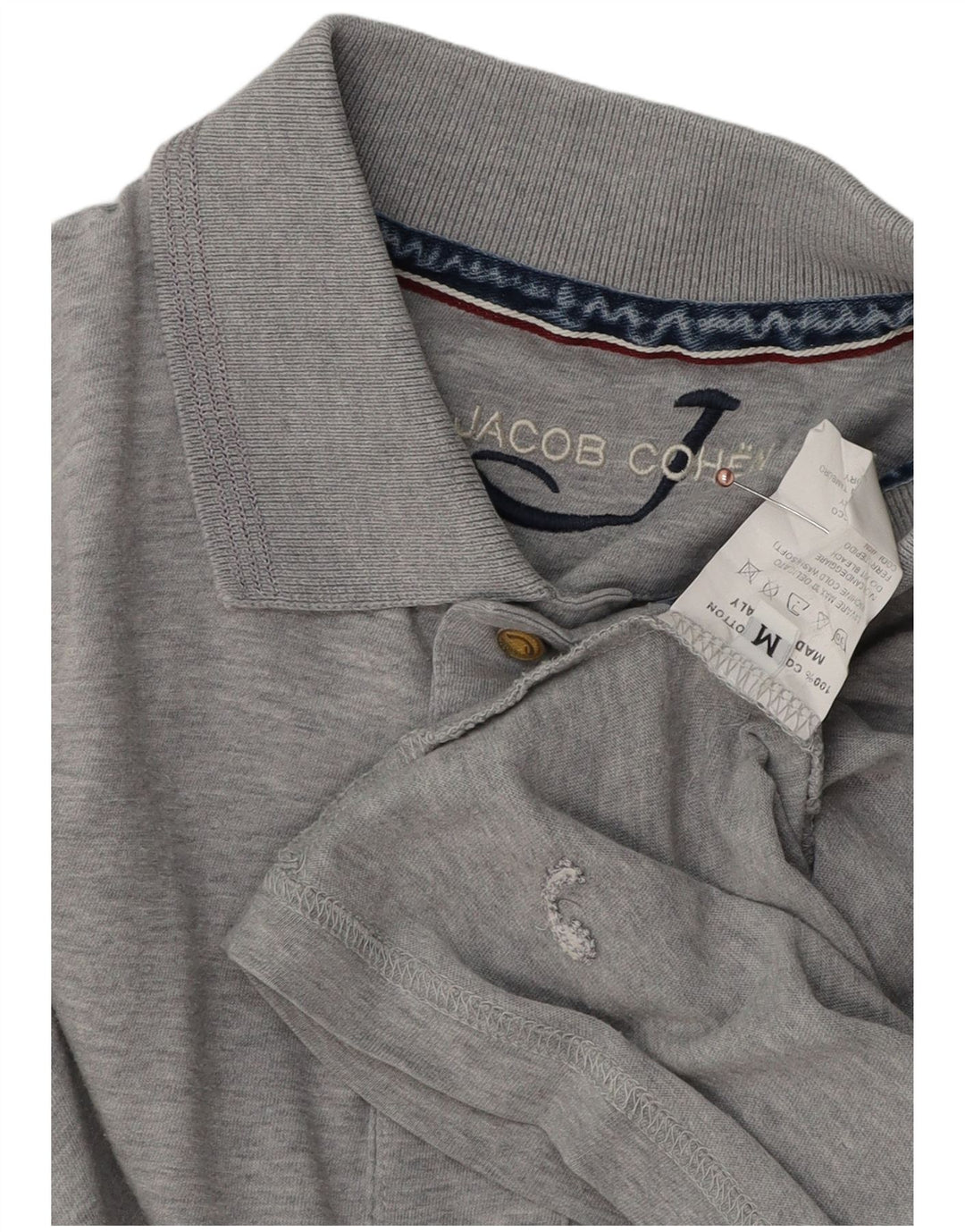 JACOB COHEN Polo de manga larga para hombre de algodón moteado gris medio