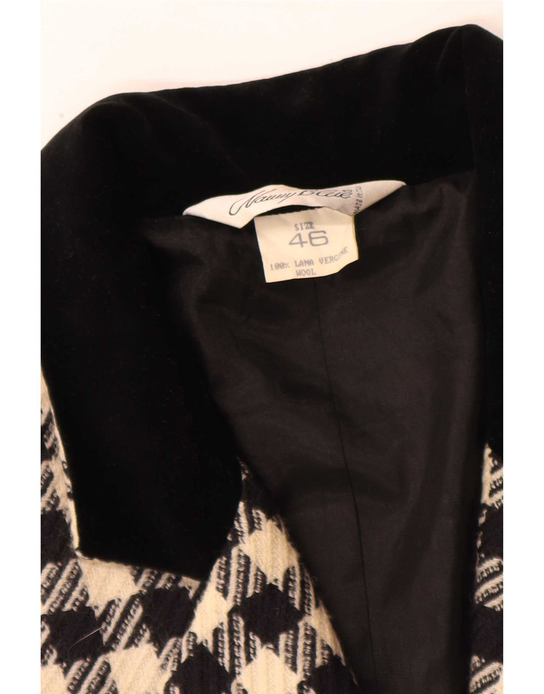 Vintage mujer 3 botones Blazer chaqueta IT 46 grande negro Houndstooth Classic