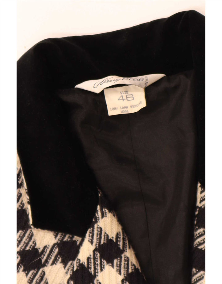 Vintage mujer 3 botones Blazer chaqueta IT 46 grande negro Houndstooth Classic