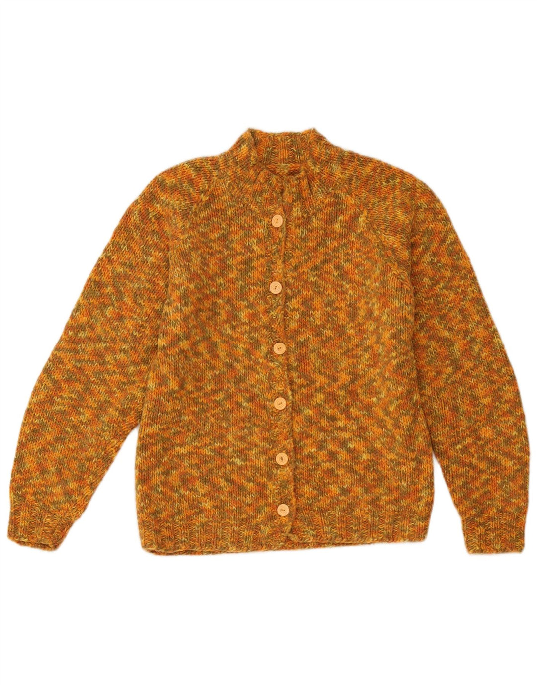Vintage mujer Cardigan suéter Reino Unido 12 medio amarillo moteado