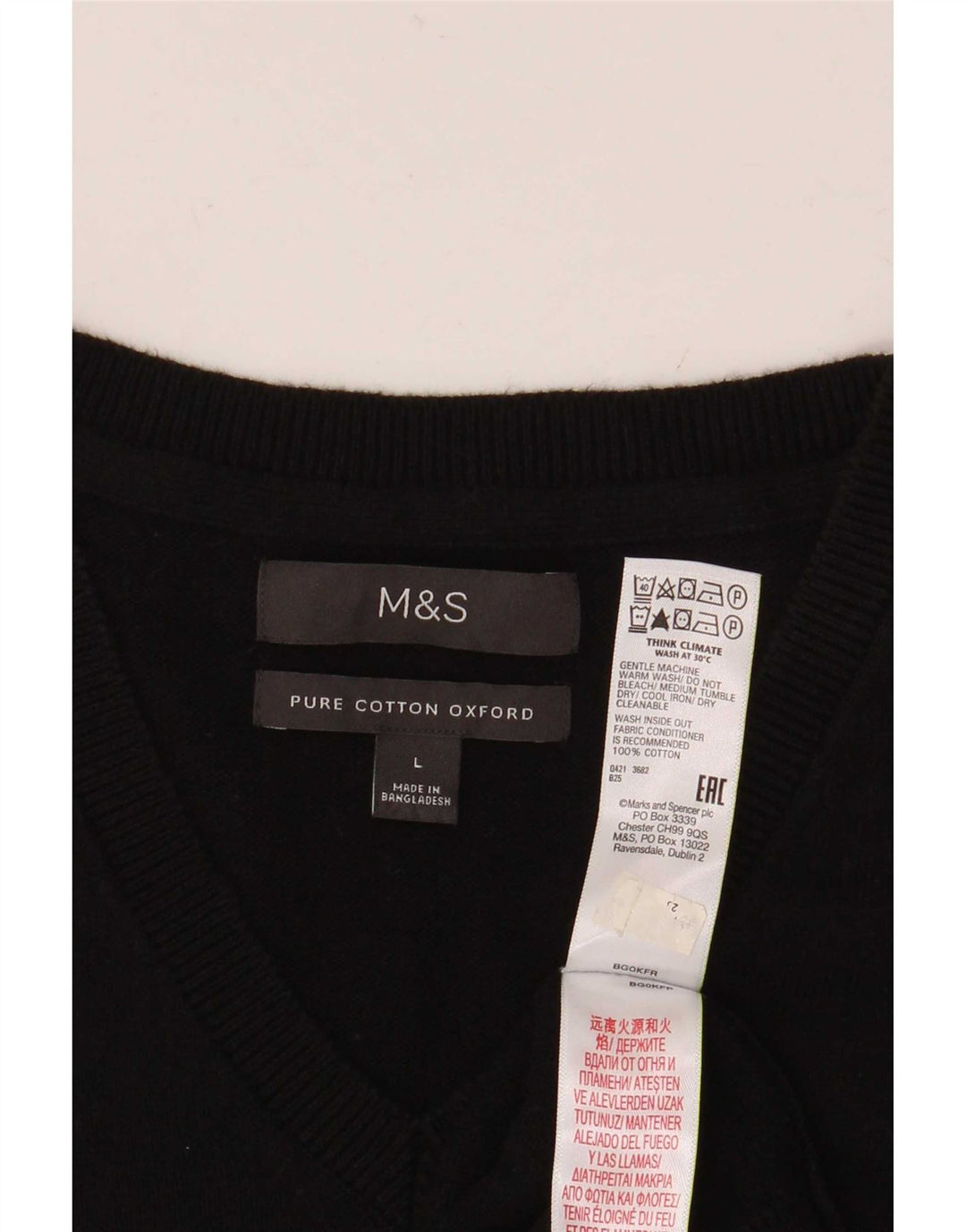 Marks & Spencer - Camiseta sin mangas para hombre, talla grande, algodón negro
