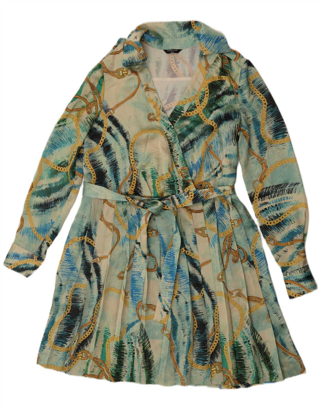 Guess By Marciano Vestido de línea A con patrón abstracto para mujer US 6 Azul medio