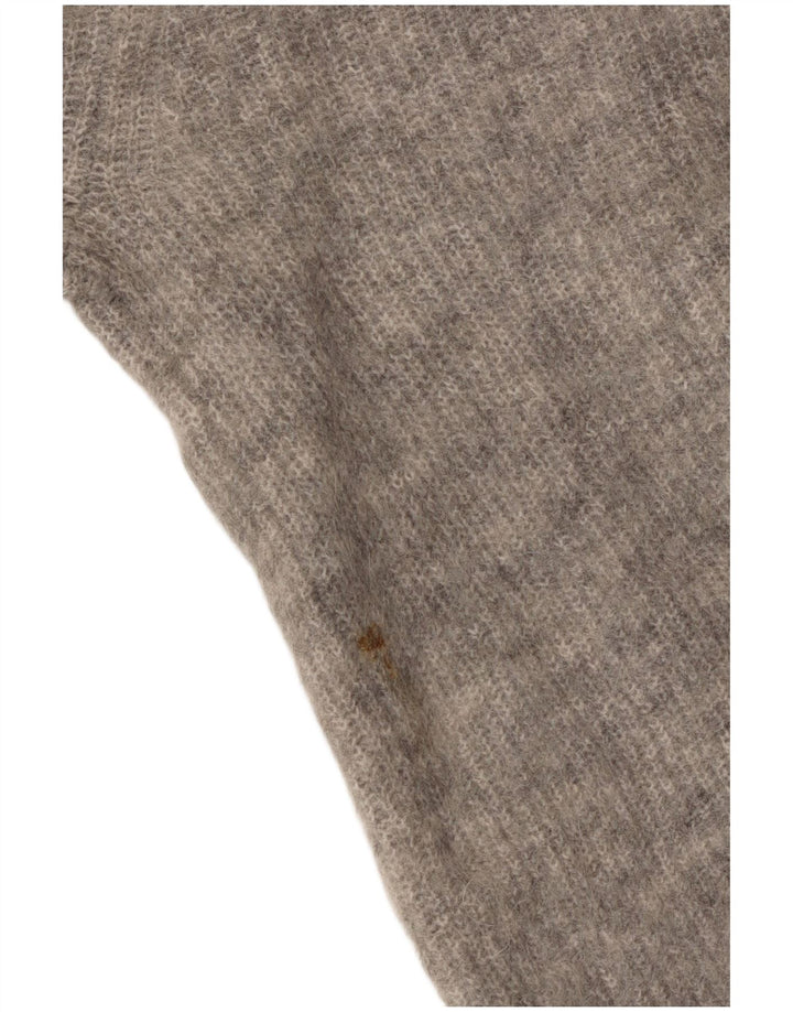 ZARA Jersey corto con cuello en V para mujer UK 44 Gris medio moteado