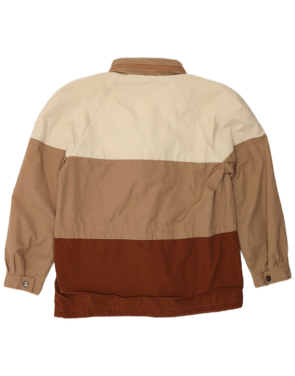 Chaqueta cortavientos con capucha vintage para hombre IT 46 Small Beige Colourblock