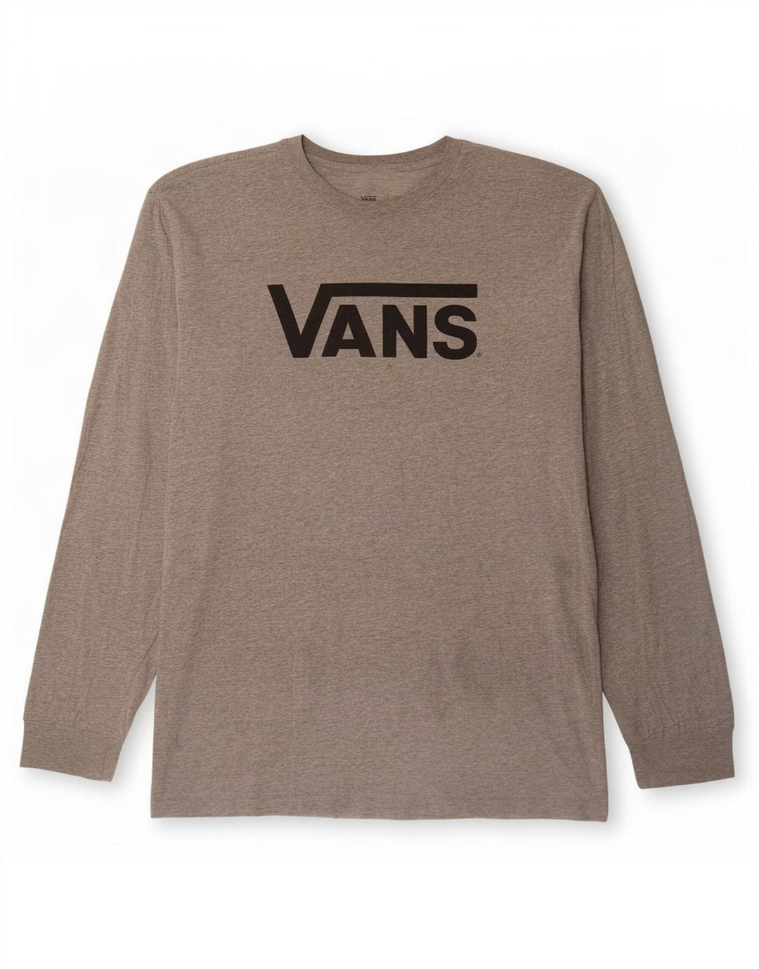 Vans Top gráfico de corte clásico para hombre, manga larga, algodón moteado gris grande