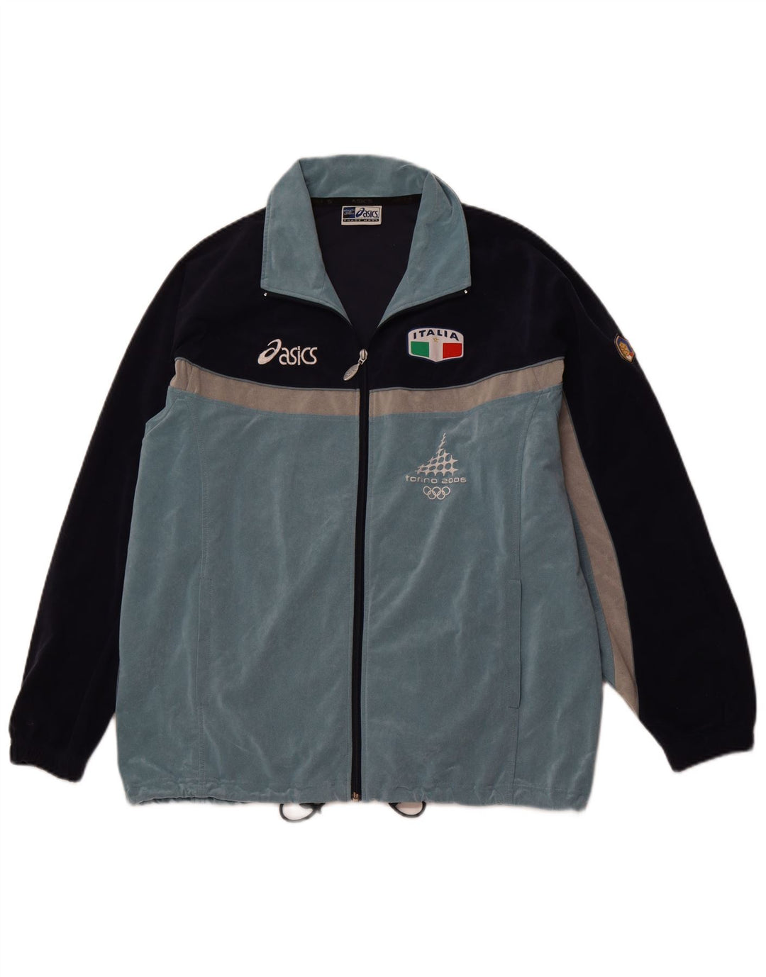 ASICS Hombre Chándal Top Chaqueta Grande Azul Colorblock Poliéster Deportes