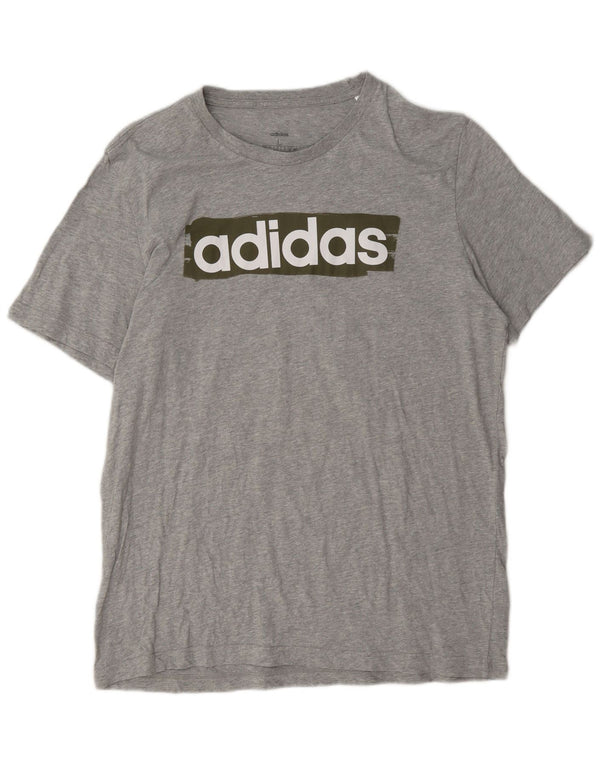 Adidas - Camiseta gráfica para hombre, talla grande, algodón gris