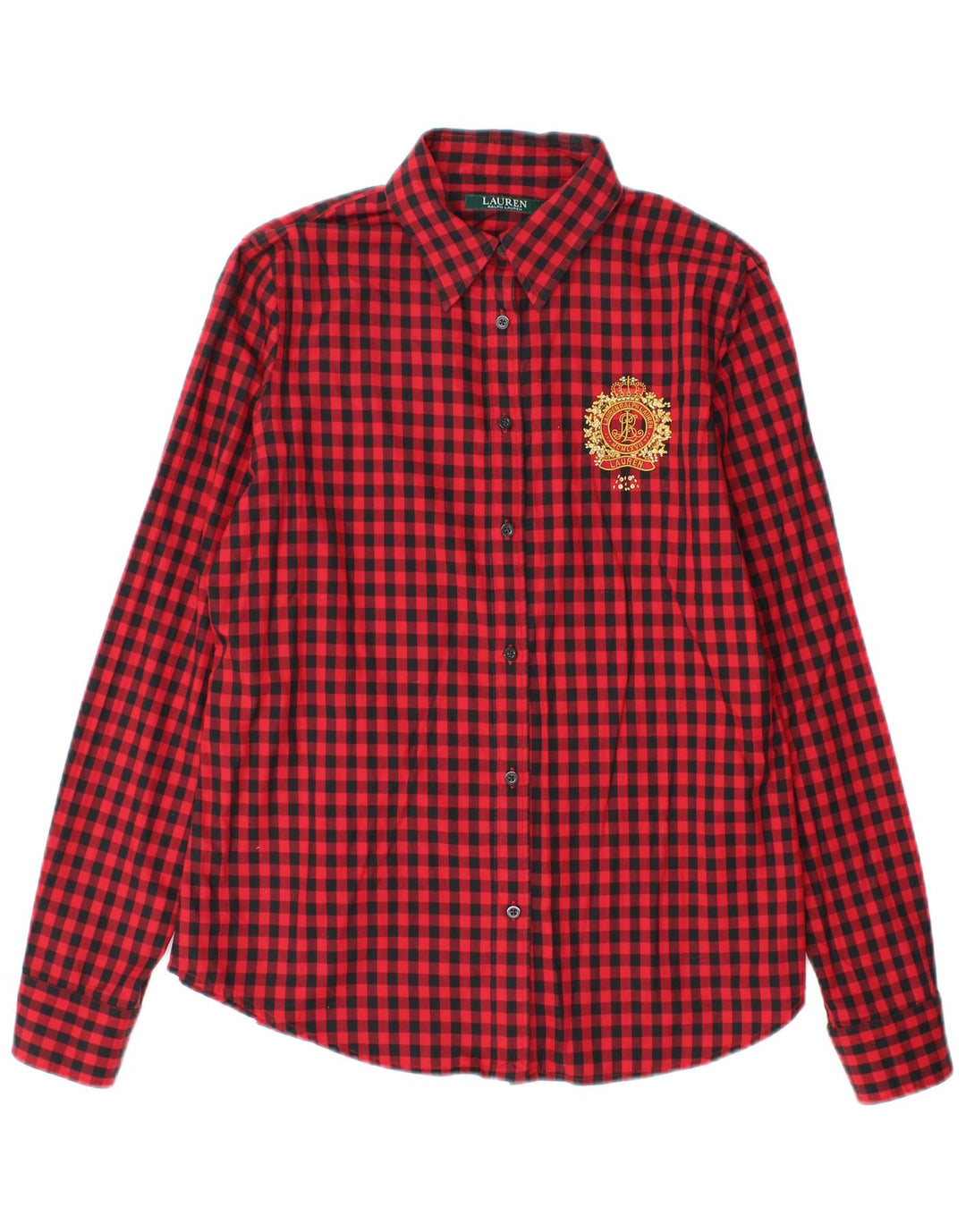 Ralph Lauren Camisa para mujer Reino Unido 14 Algodón a cuadros rojo mediano