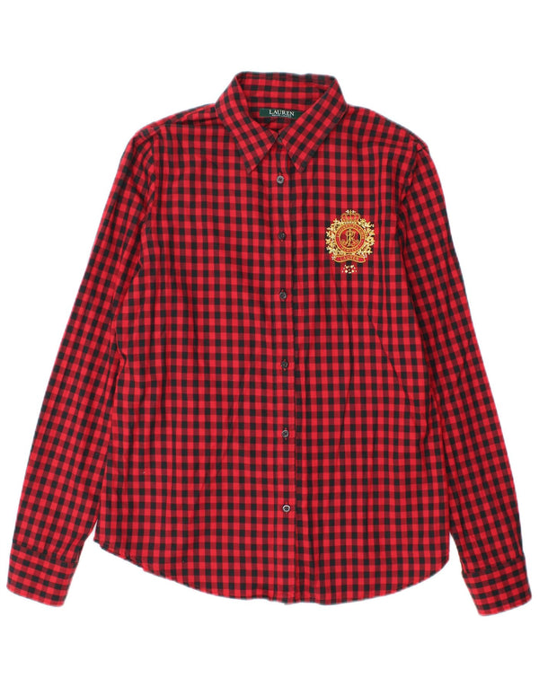 Ralph Lauren Camisa para mujer Reino Unido 14 Algodón a cuadros rojo mediano