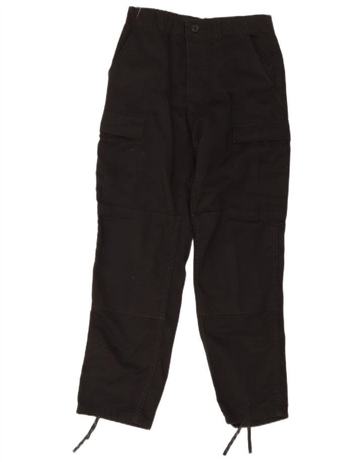 Vintage mujer regular cargo pantalones pequeños W28 L30 algodón negro