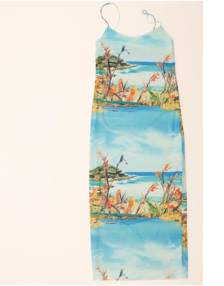 ZARA Womens Hawaiian Sundress UK 12 Medium Blue Polyester Beach Vintage Zara and Second-Hand Zara from Messina Hembry 