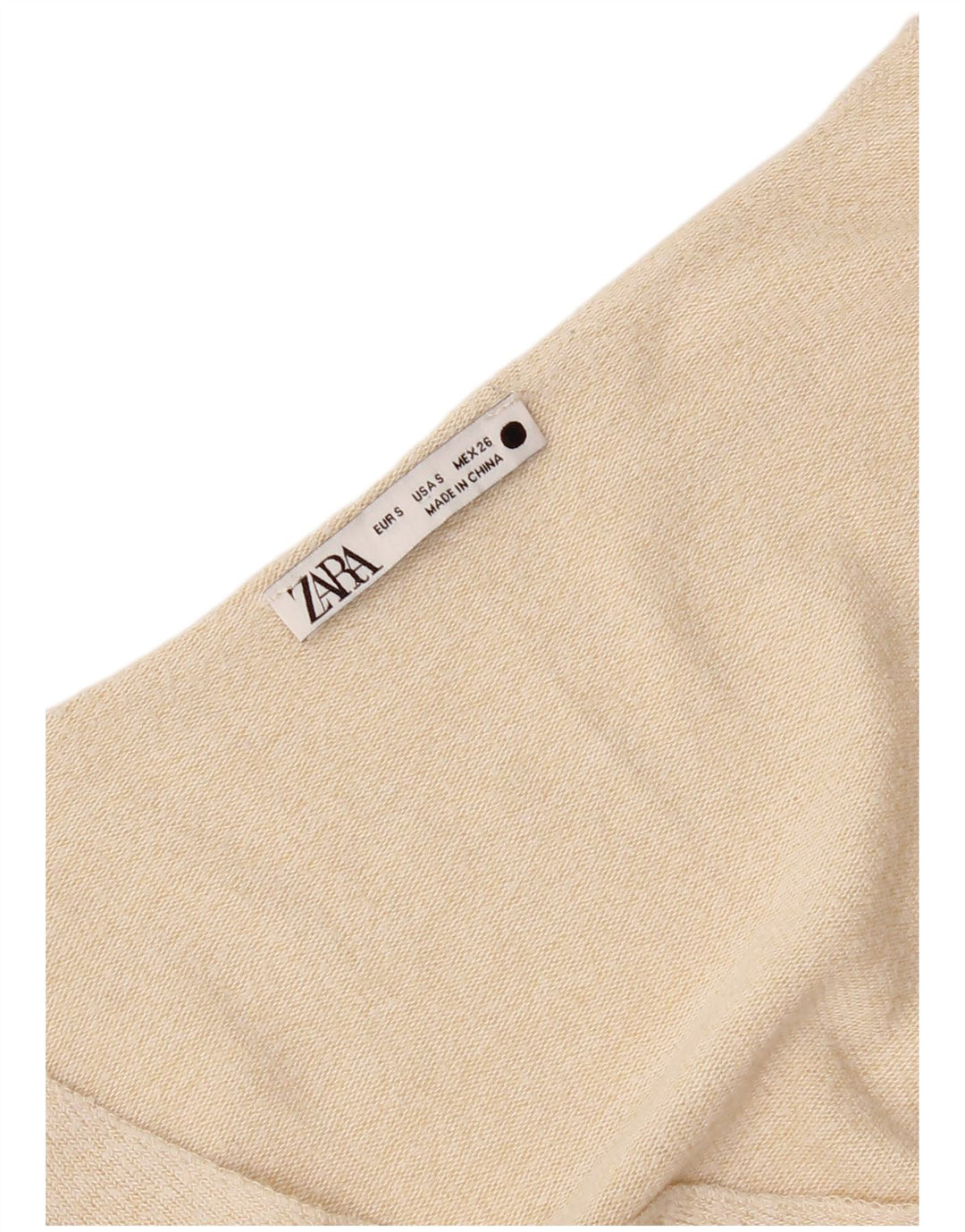 Zara Mujer Top Manga Larga UK 10 Small Beige