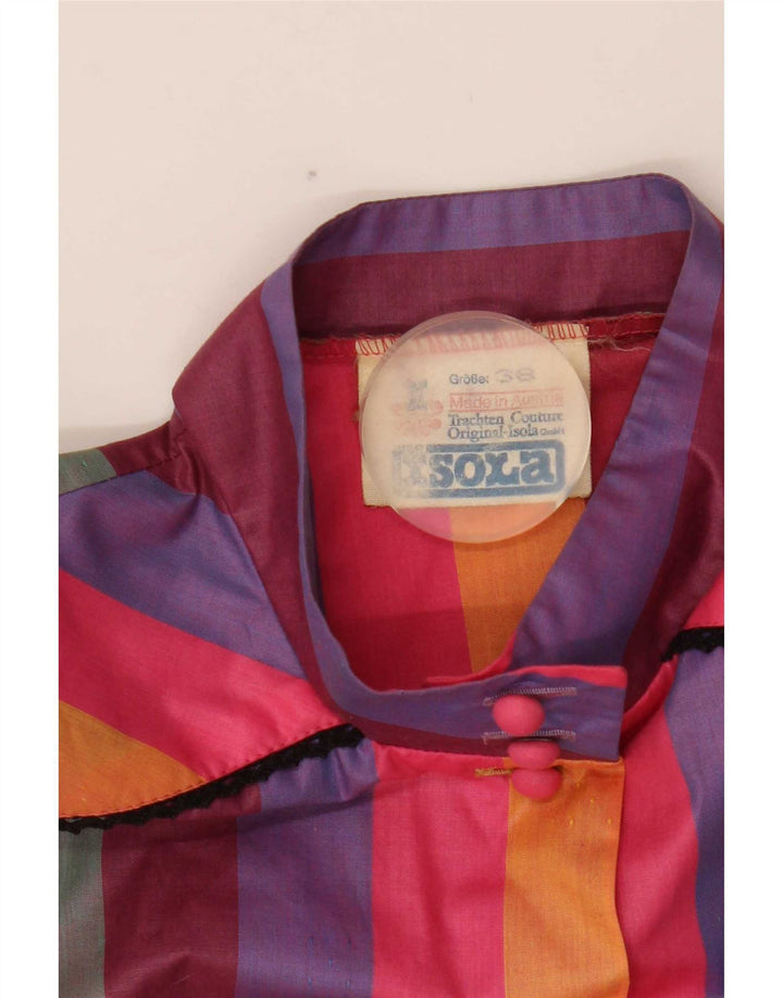 Vintage mujer manga corta camisa blusa EU 38 medio multicolor rayas