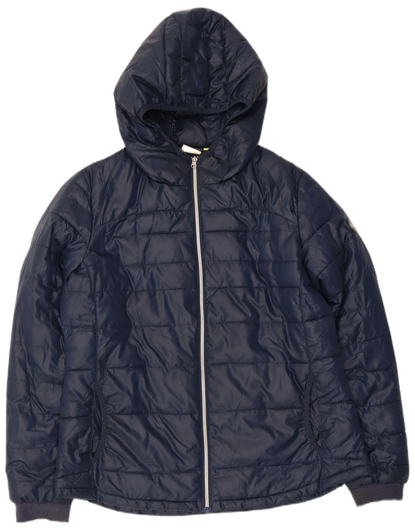 Diadora Chaqueta Acolchada Mujer Con Capucha ES 39 2XL Azul Marino Poliéster
