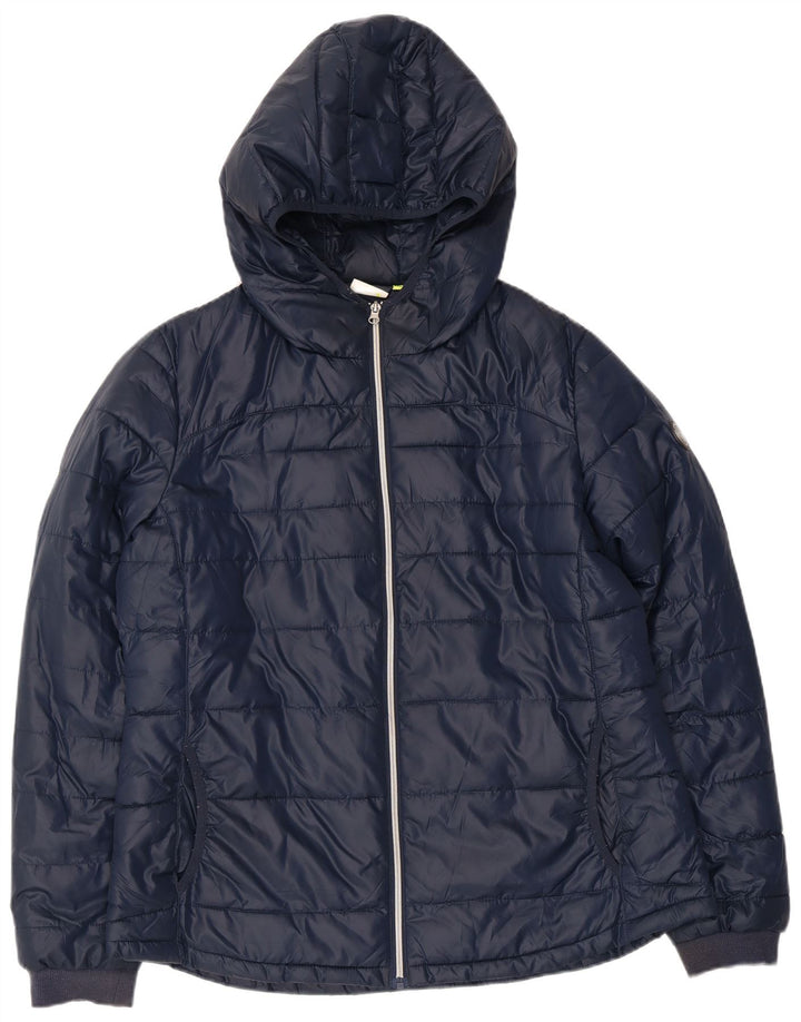 Diadora Chaqueta Acolchada Mujer Con Capucha ES 39 2XL Azul Marino Poliéster